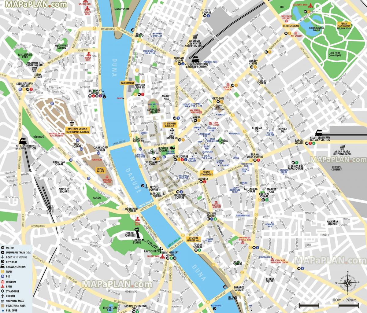 Mapa del centro de Budapest